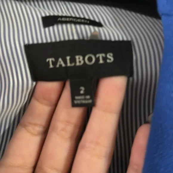 Talbots blue blazer with black piping accent and gold buttons - Picture 4 of 4